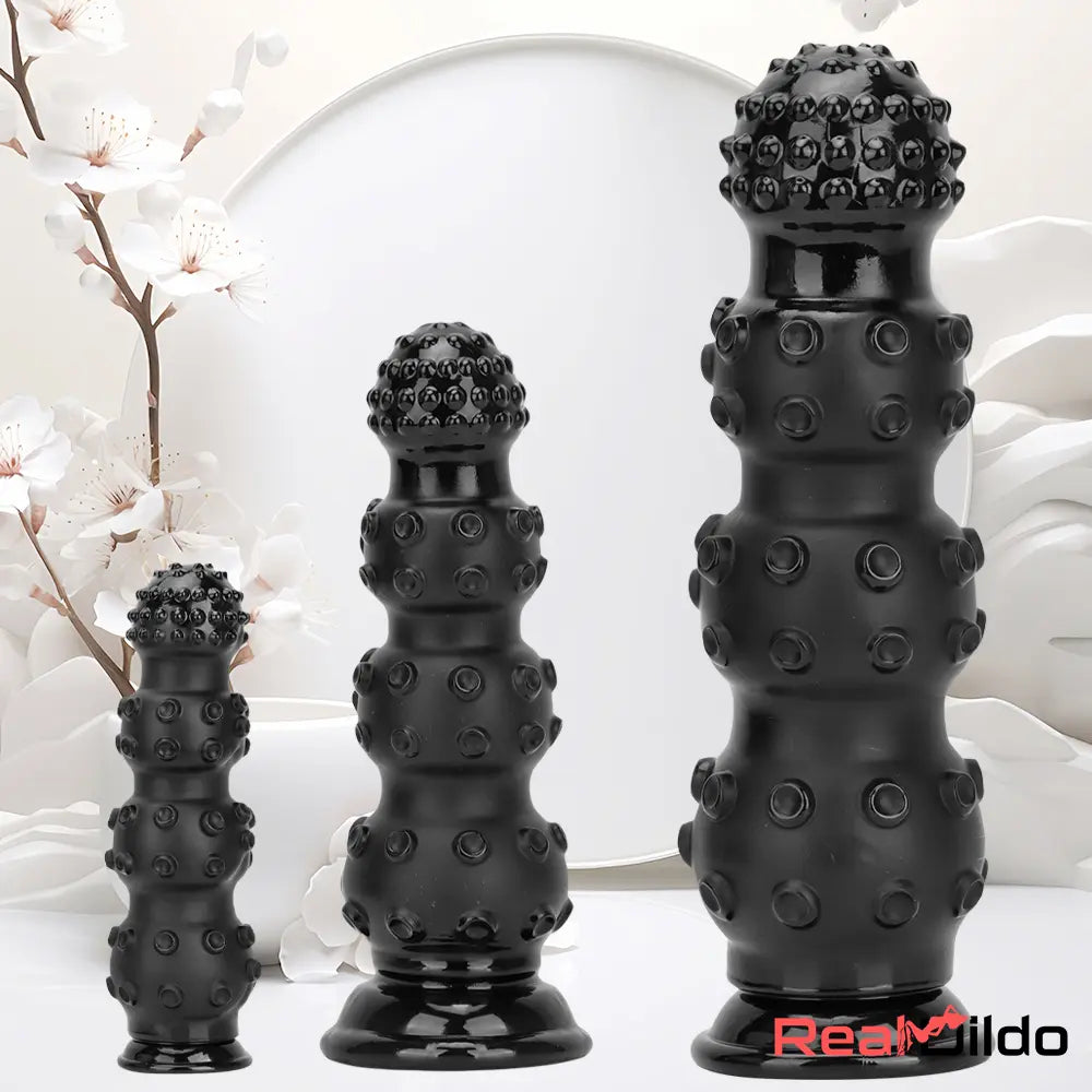 6.7in 9.84in 13.38in Super Black Animal Octopus Spiked Dildo Butt Plug - Real Dildo