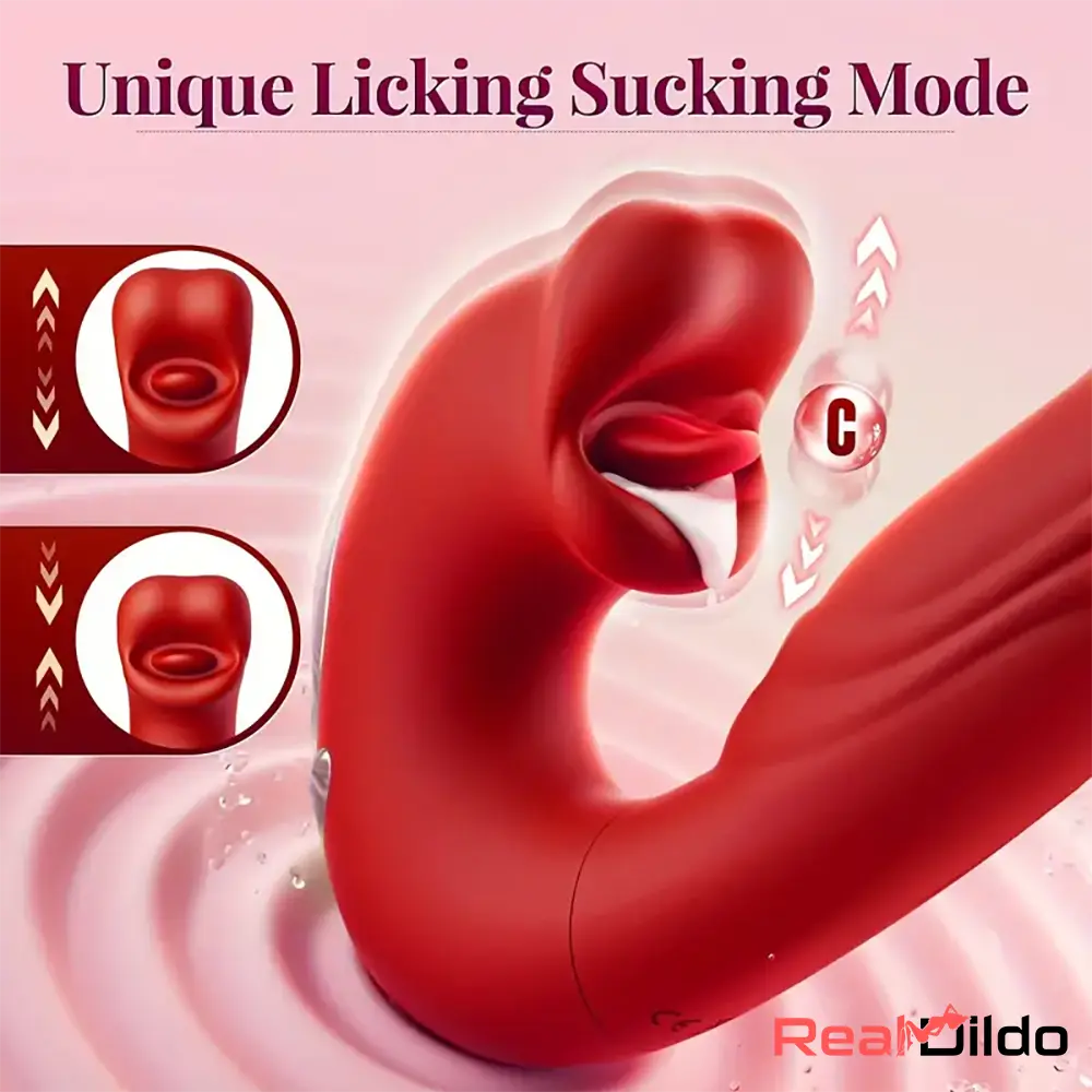 6.92in Automatic Thrusting Lucking Sucking Vibrating Dual Heads Dildo - Real Dildo