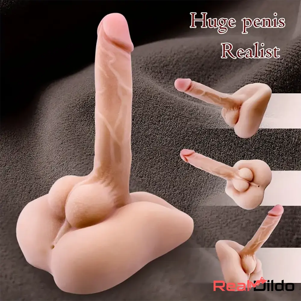 7.1in Real Silicone Flexible Suction Cup Sex Toy Dildo Torso With Anus - Real Dildo