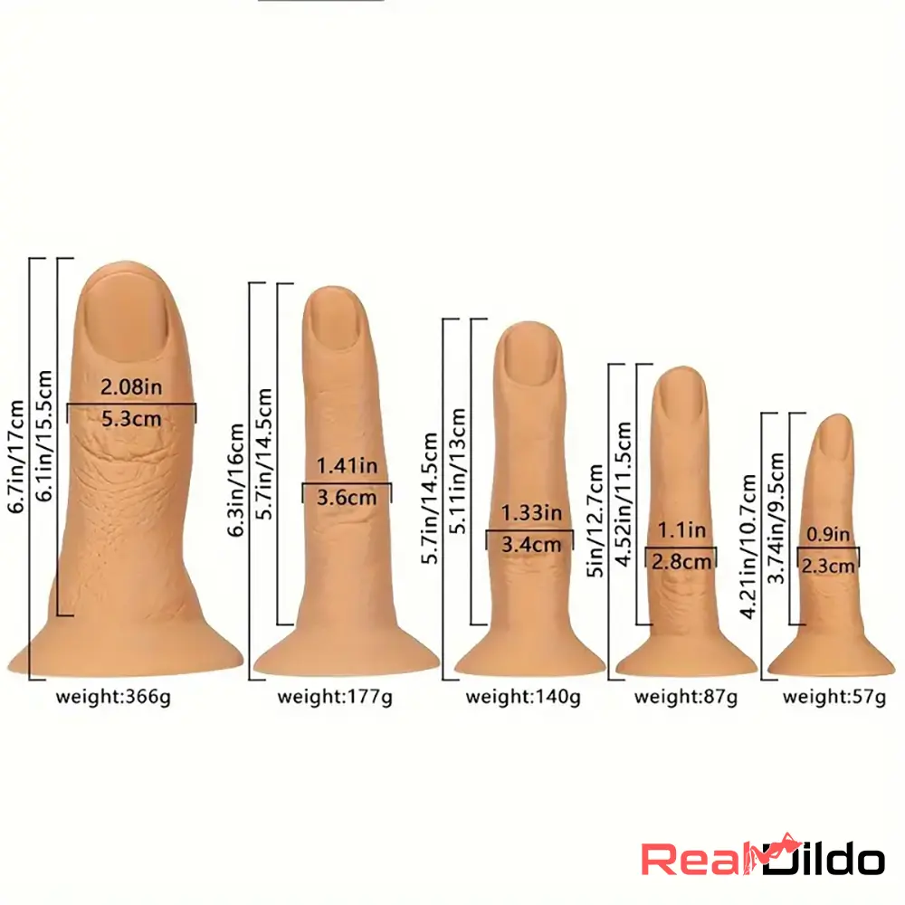 4.21in 5in 5.7in 6.3in 6.7in Five Thumbs Silicone Finger Anal Play Dildo - Real Dildo