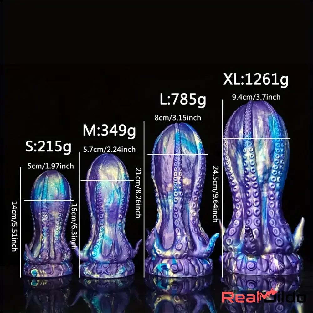 5.5in 6.3in 8.26in 9.64in Gourd Egg Starry Sky Silicone Octopus Odd Dildo - Real Dildo