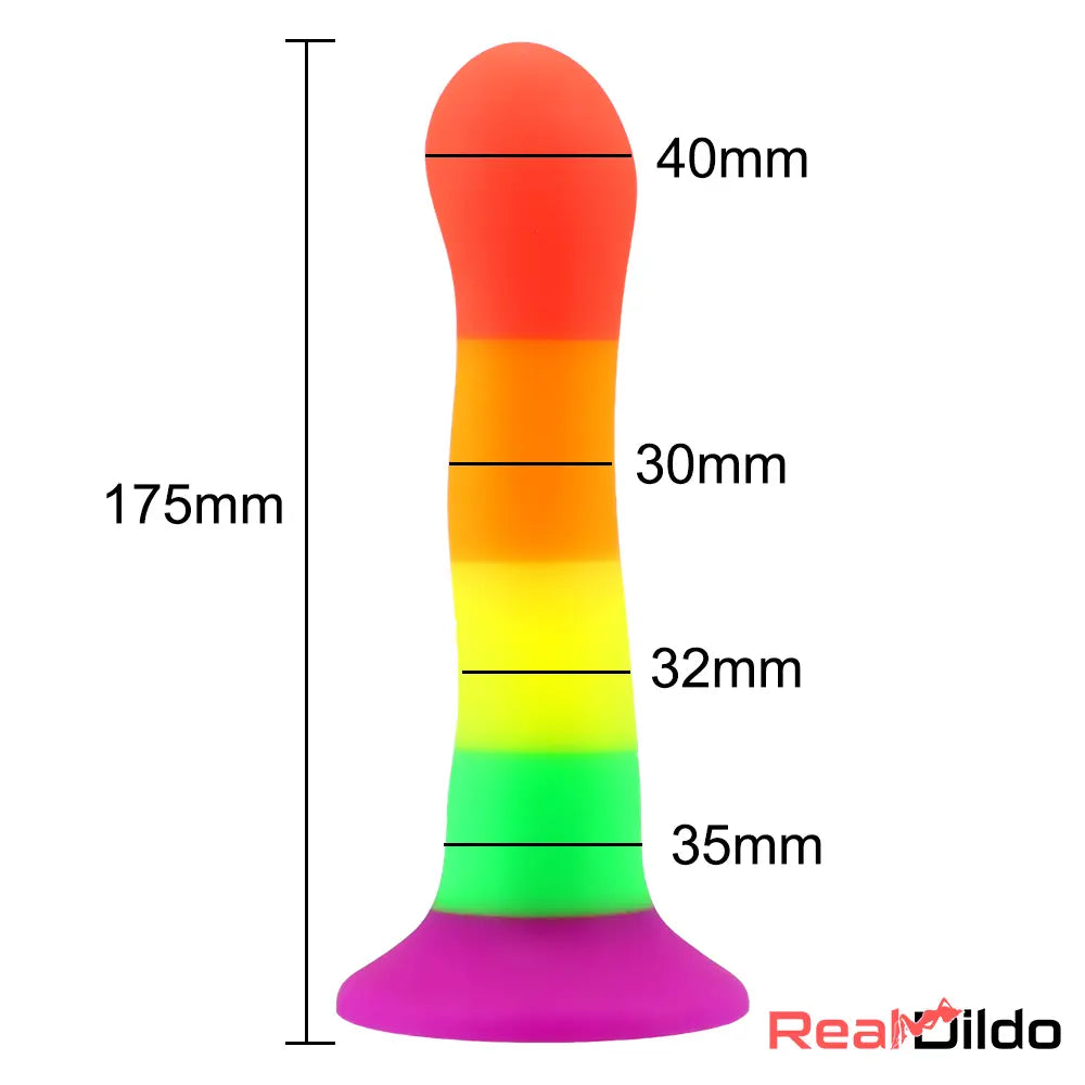 6.89in Colorful Silicone Soft Rainbow Dildo G-Spot Vagina Stimulator - Real Dildo