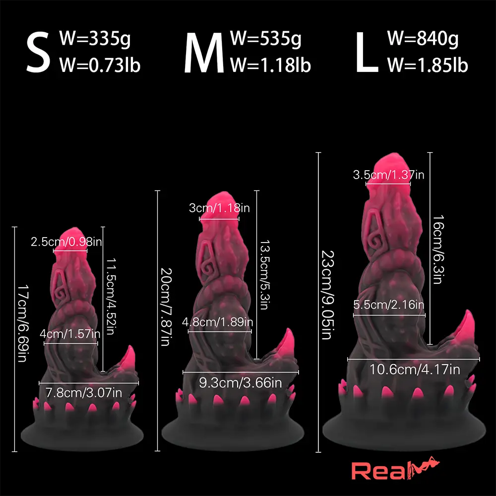 6.69in 7.87in 9.05in Fantasy Big Monster Spiked Silicone Soft Male Dildo - Real Dildo