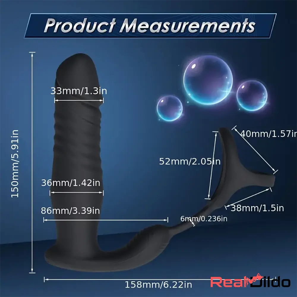 5.91in Black Auto Vibrating Thrusting APP Controlled Dildo Adult Sex Toy - Real Dildo