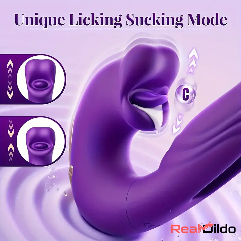 6.92in Automatic Thrusting Lucking Sucking Vibrating Dual Heads Dildo - Real Dildo