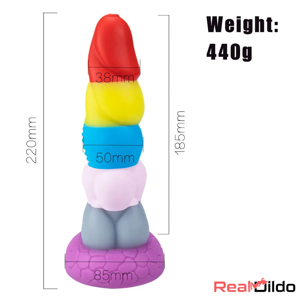 8.66in Silicone Rainbow Soft Big Dildo For Gay LGBT Adults Sex Toy