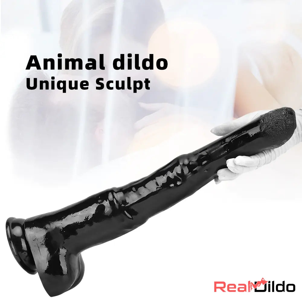 18.5in Extra Big Long Black Dildo Real BDSM Animal Horse Cock Toy - Real Dildo