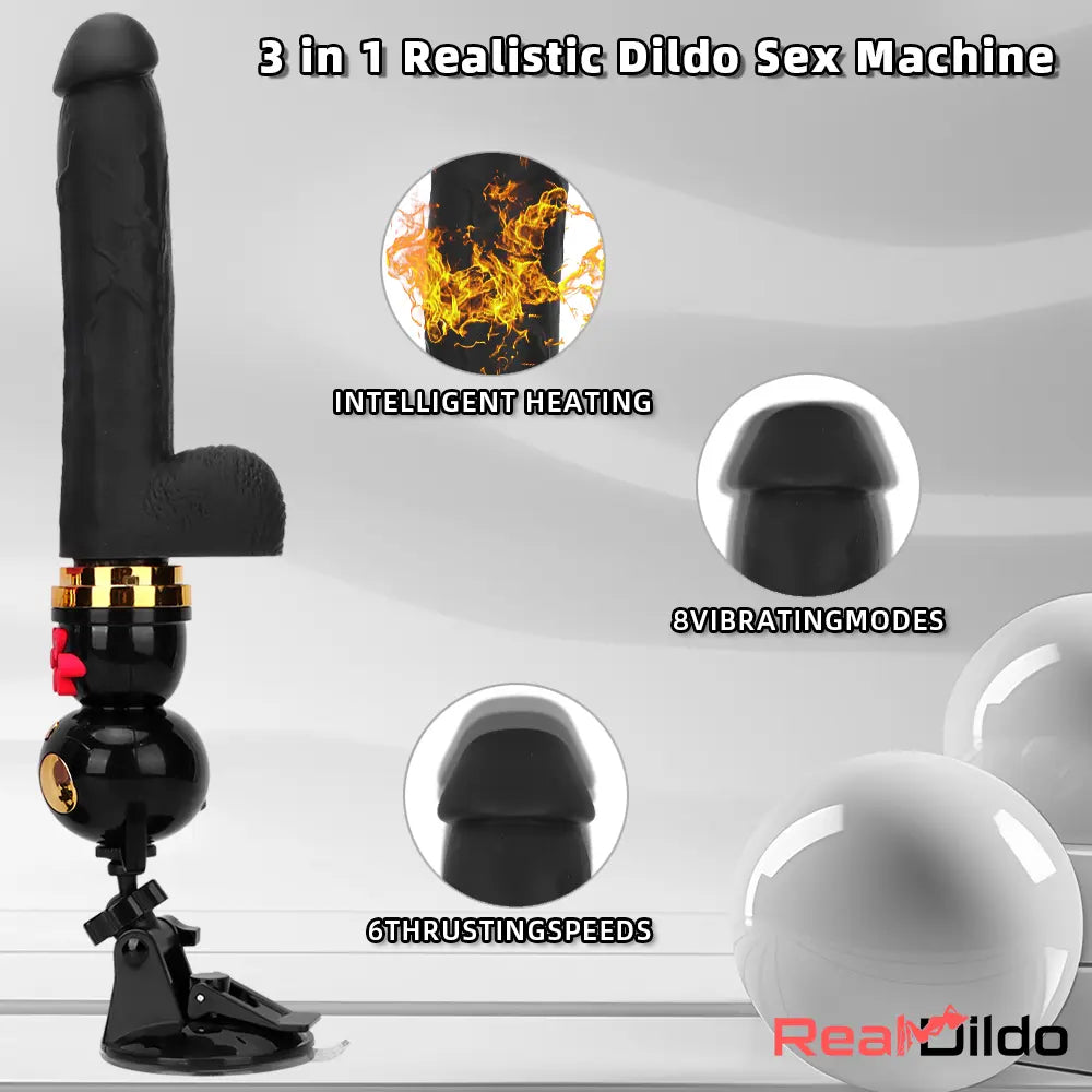 7.87in Cat Warming Thrusting Vibrating Remote Gun Sex Dildo Machine - Real Dildo