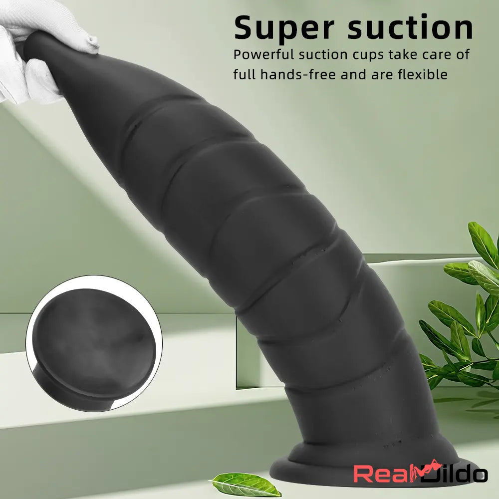 14.37in Fantasy Long Big Silicone Soft Black Dildo Thick Bottle Butt Plug - Real Dildo