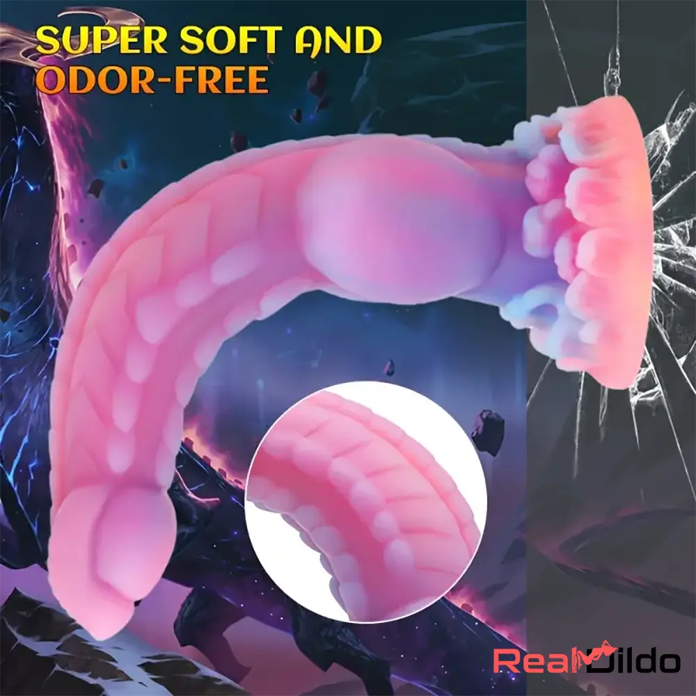 8.14in Colorful Silicone Flexible Fantasy Big Luminous Monster Anal Dildo - Real Dildo