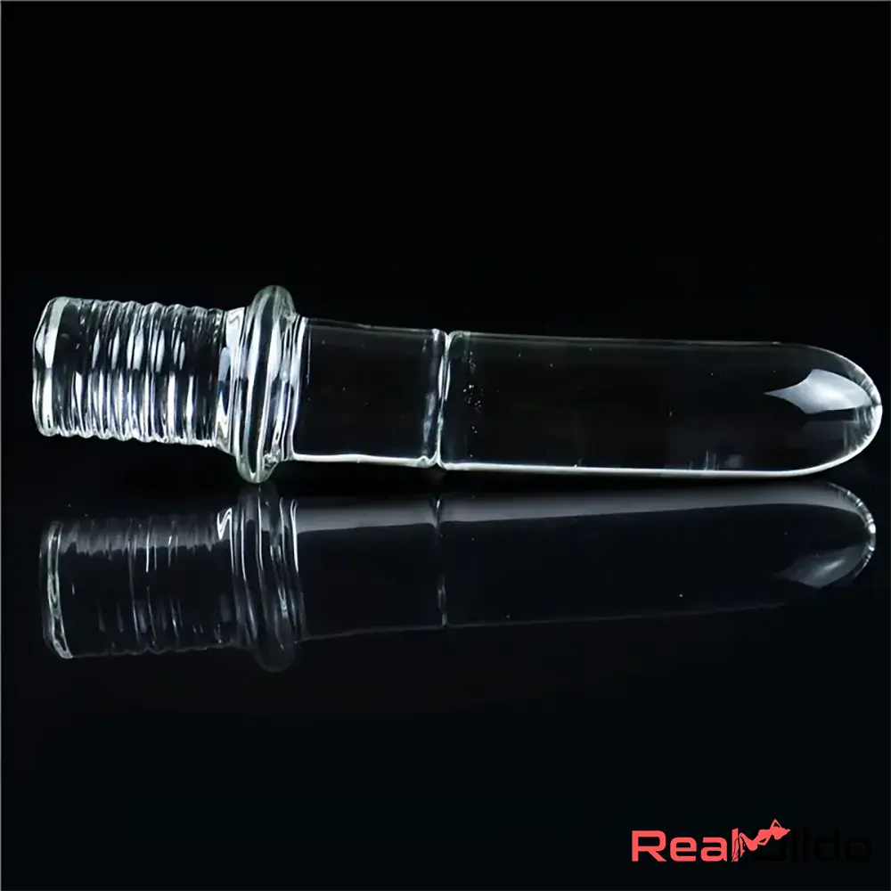 6.69in 6.88in 7.08in 7.28in Clear Glass Crystal Anal Male Dildo With Handle - Real Dildo