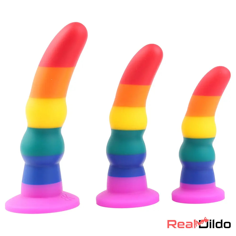 5.11in 6.1in 7.08in Silicone Rainbow Flexible Dildo For Gay LGBT Sex Love - Real Dildo