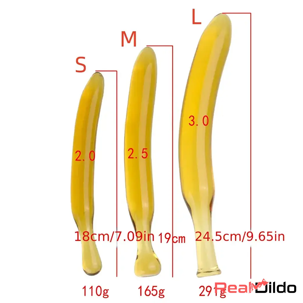 7.09in 7.48in 9.65in Premium Glass Banana Dildo For Women Masturbator - Real Dildo