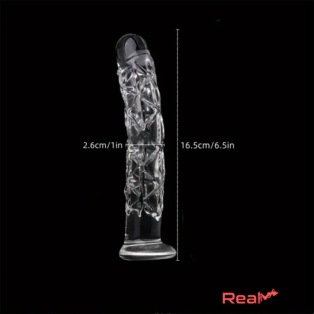 6.5in Clear Unisex Glass Crystal Dildo For Female Suction Cup Sex Toy - Real Dildo