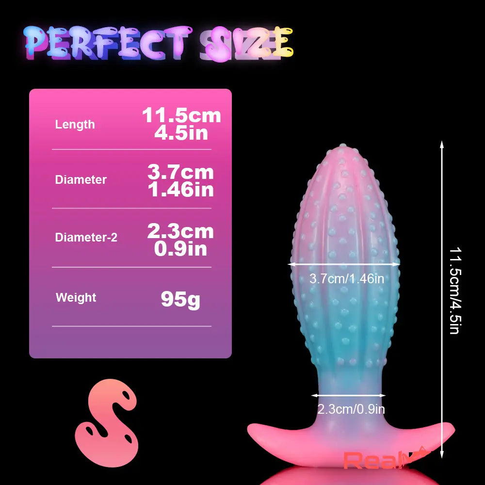 4.5in 5.67in 7.6in Silicone Soft Fluorescent Luminous Love Anal Plug Dildo - Real Dildo