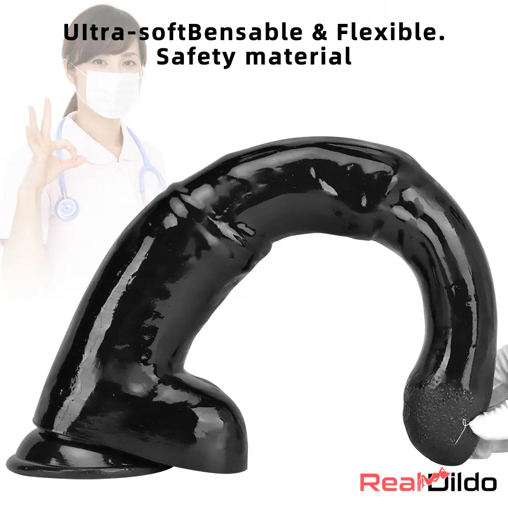 18.5in Extra Big Long Black Dildo Real BDSM Animal Horse Cock Toy - Real Dildo