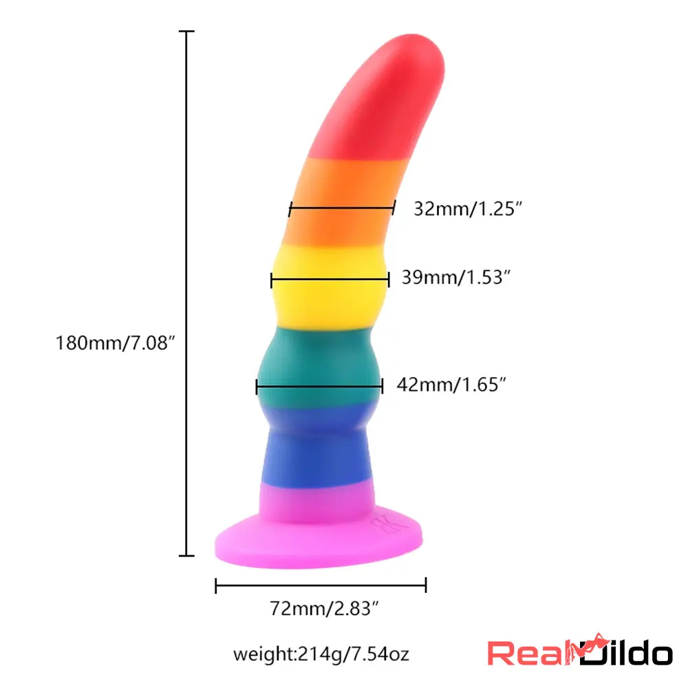 5.11in 6.1in 7.08in Silicone Rainbow Flexible Dildo For Gay LGBT Sex Love - Real Dildo