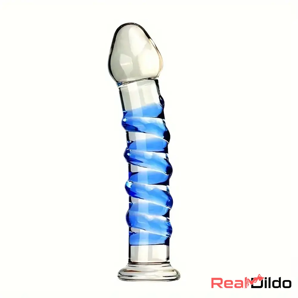 6.9in Clear Spiked Spiral Glass Dildo For G-Spot Vaginal Stimulation - Real Dildo