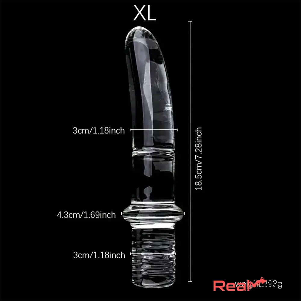 6.69in 6.88in 7.08in 7.28in Clear Glass Crystal Anal Male Dildo With Handle - Real Dildo