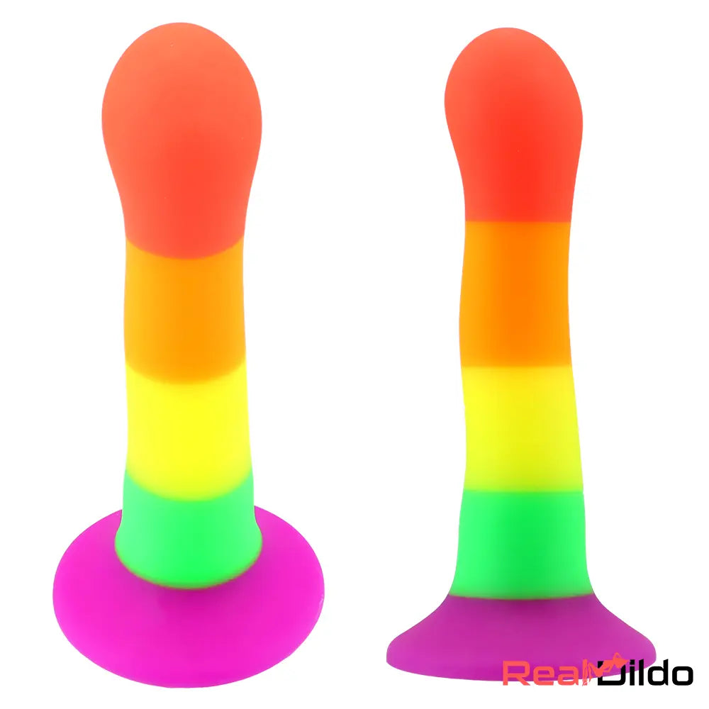 6.89in Colorful Silicone Soft Rainbow Dildo G-Spot Vagina Stimulator - Real Dildo