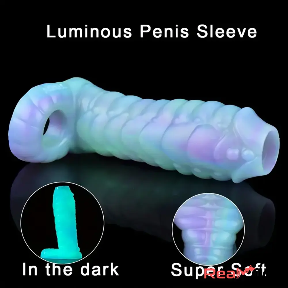 5.39in Lifelike Silicone Soft Dildo Sleeve Snake Glowing Cock Extender - Real Dildo