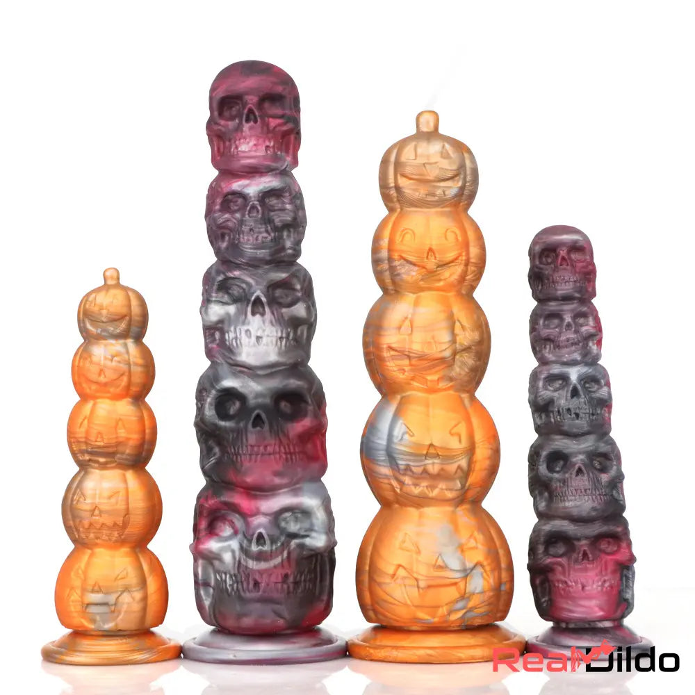 8.66in 11.85in 7.87in 11.02in Pumpkin Skull Odd Silicone Soft Halloween Dildo - Real Dildo