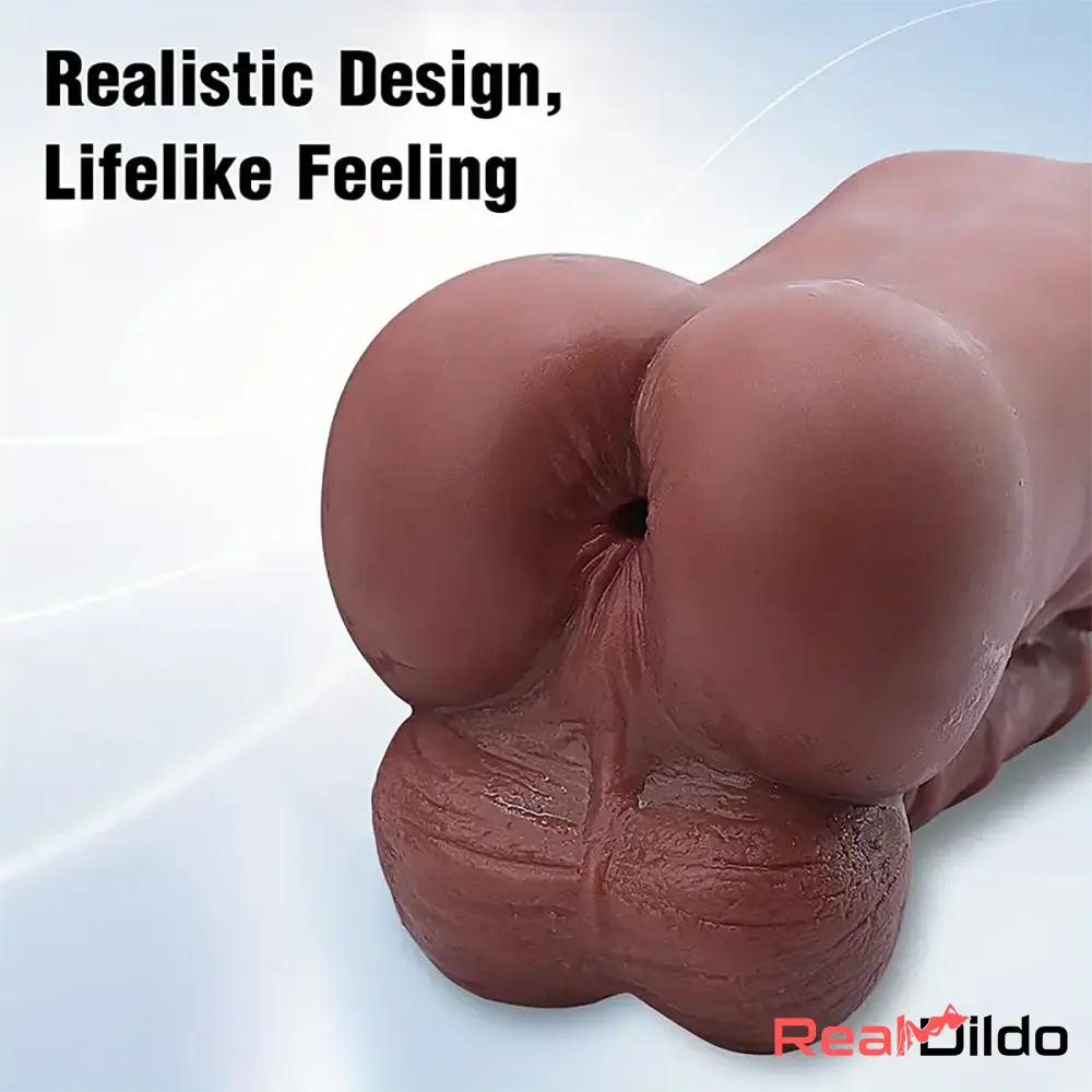 6.3in Premium 3D Real Silicone Flexible Ebony Dildo Soft Pocket Pussy