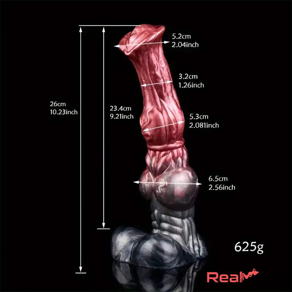 10.23in Large Animal Horse Cock Fantasy Silicone Soft Knotted Dildo