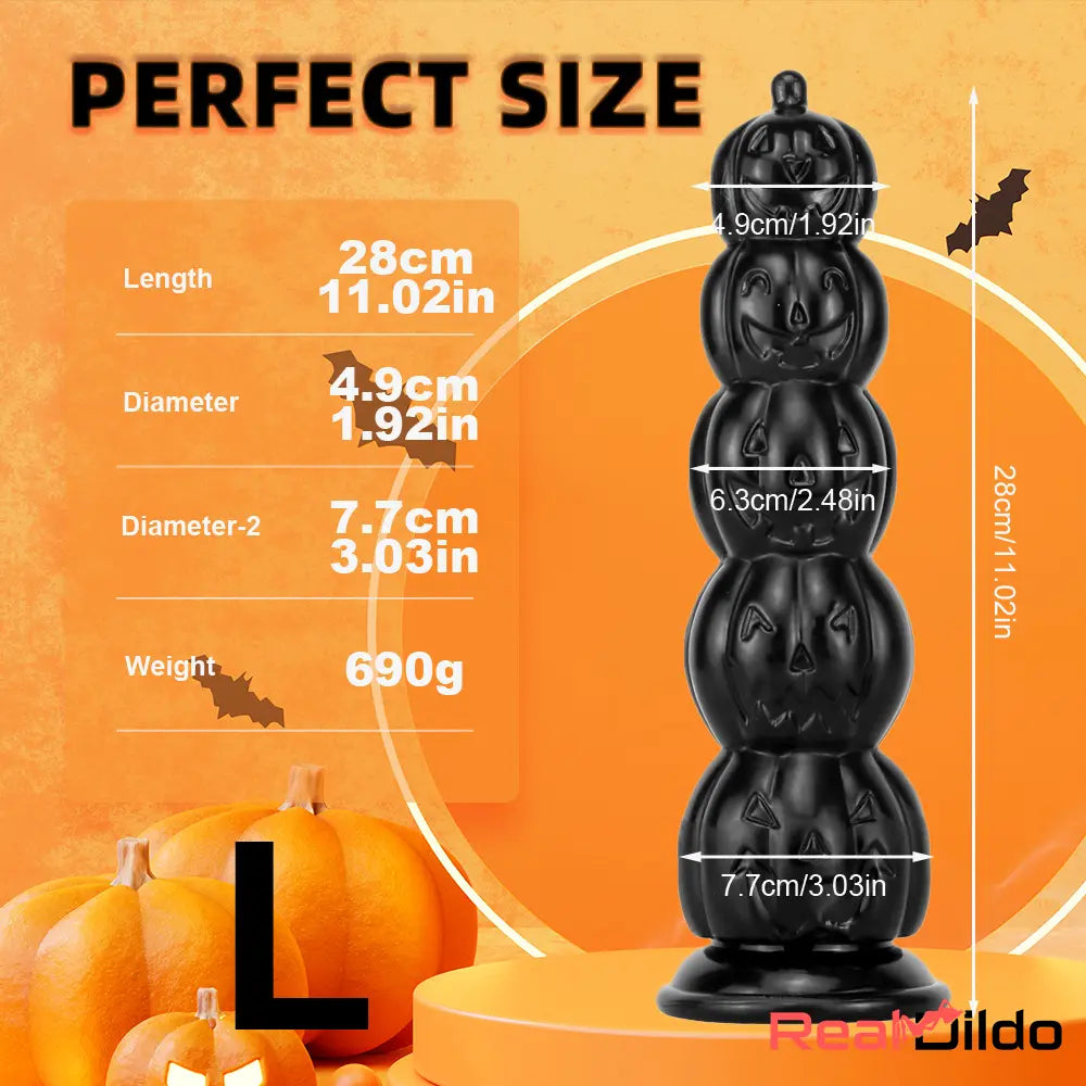 8.668in 11.86in 7.87in 11.02in Pumpkin Skull Odd Big Anal Black Dildo - Real Dildo