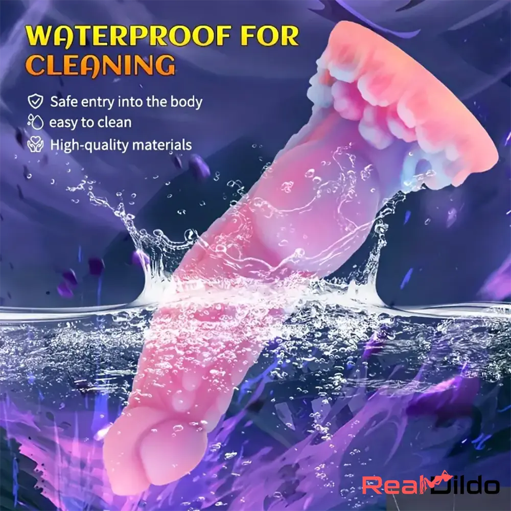 8.14in Colorful Silicone Flexible Fantasy Big Luminous Monster Anal Dildo - Real Dildo