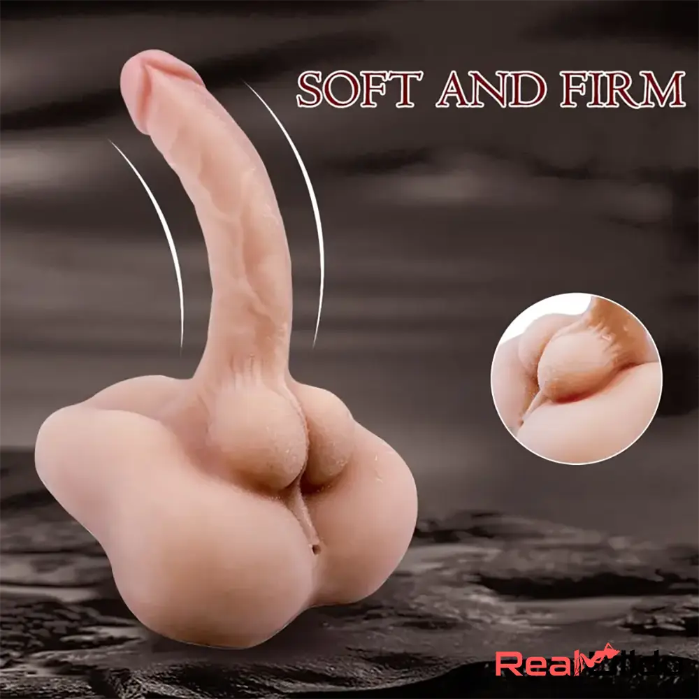 7.1in Real Silicone Flexible Suction Cup Sex Toy Dildo Torso With Anus - Real Dildo