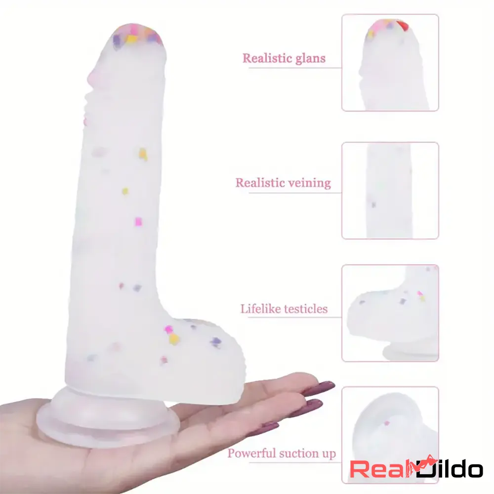 7.8in Realistic Confetti Silicone Soft Dildo For Anus Sexy Masturbator - Real Dildo