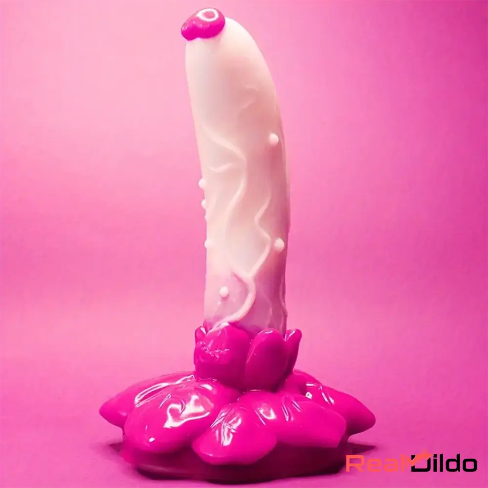 7.4in Soft Silicone Rose Colored Particles Dildo For Women Penetration - Real Dildo