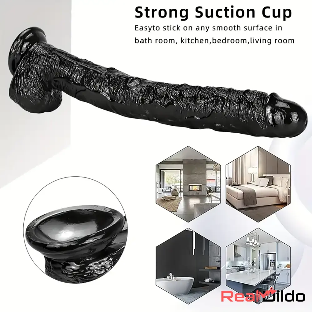 16.5in Realistic Large Long Black Anal Dildo For Male Female Vagina Anus - Real Dildo