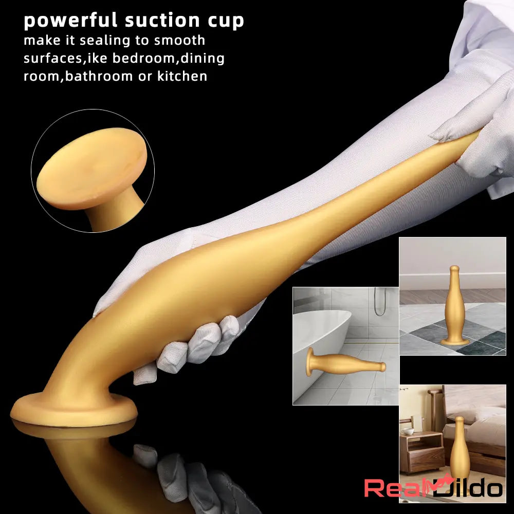 6.7in 11.41in Gold Beer Bottle Silicone Soft Big Anal Butt Plug Thick Dildo - Real Dildo