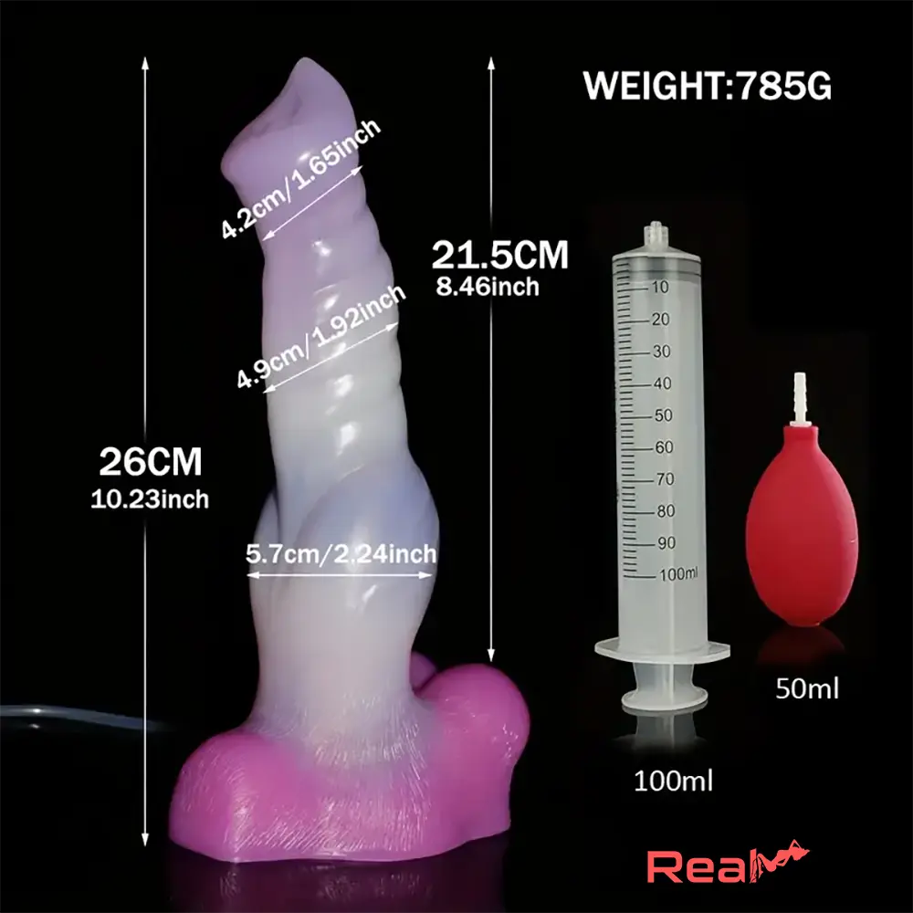 10.23in Fantasy Animal Dog Cock Knot Ejaculating Big Real Dildo