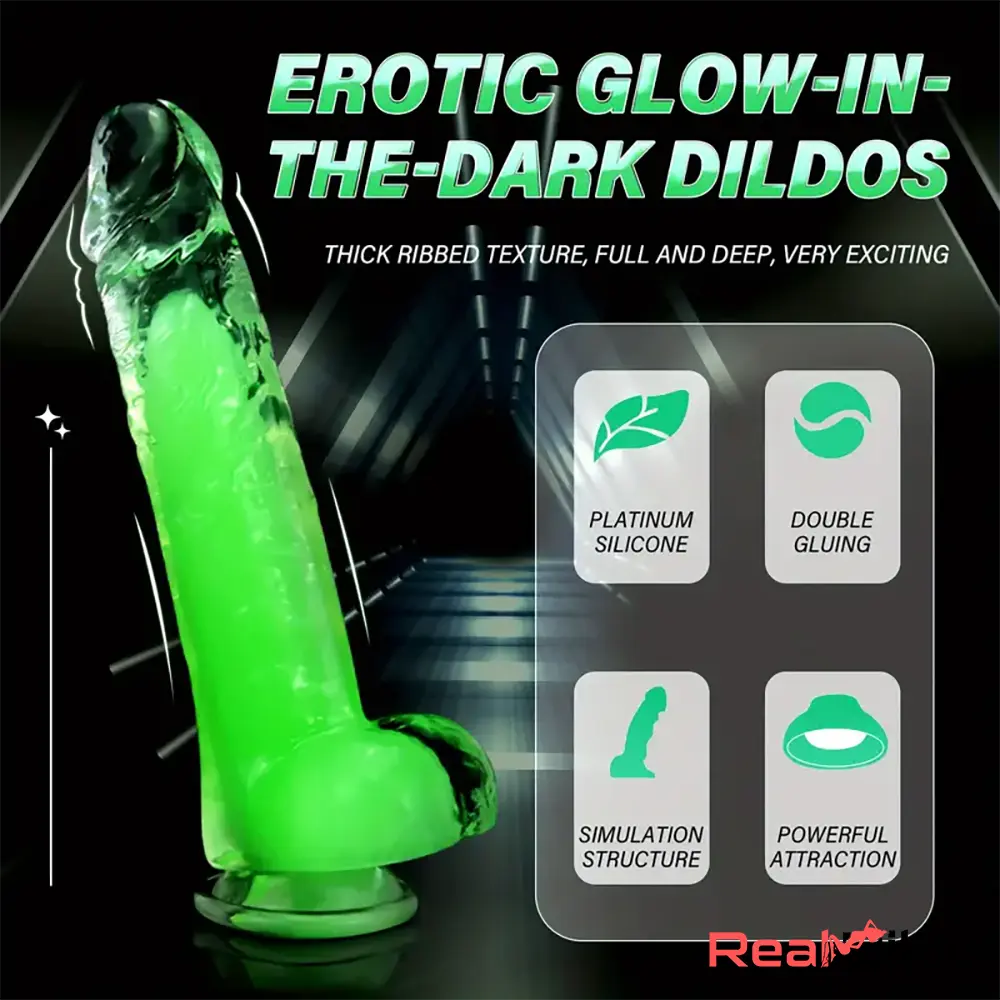 6.5in 7.3in 8.26in 9.44in Luminous Glowing Crystal Soft Double-Layer Dildo - Real Dildo