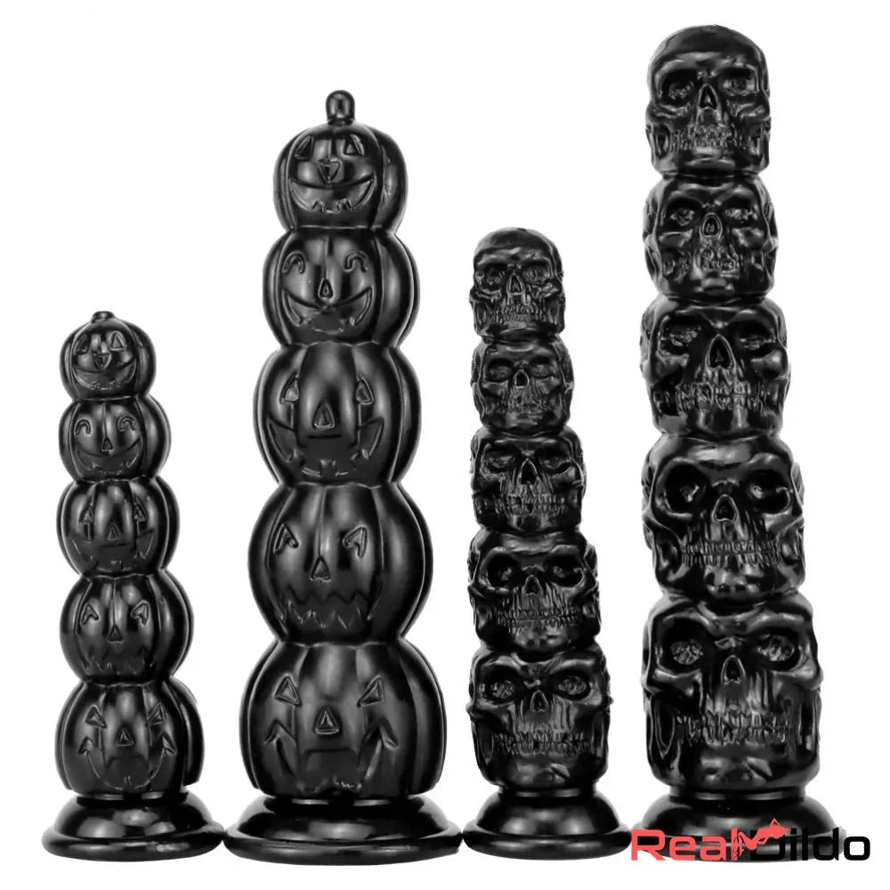 8.668in 11.86in 7.87in 11.02in Pumpkin Skull Odd Big Anal Black Dildo - Real Dildo