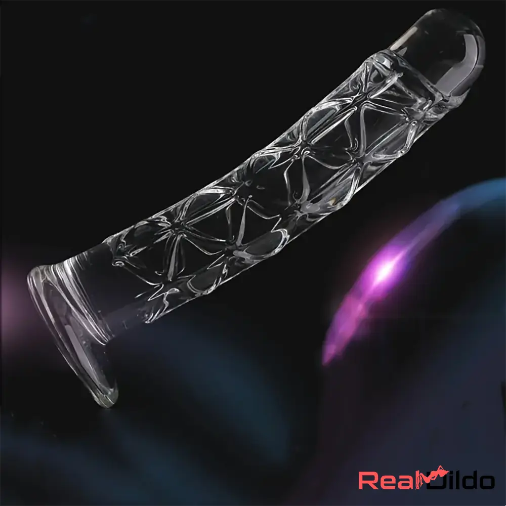 6.5in Clear Unisex Glass Crystal Dildo For Female Suction Cup Sex Toy - Real Dildo