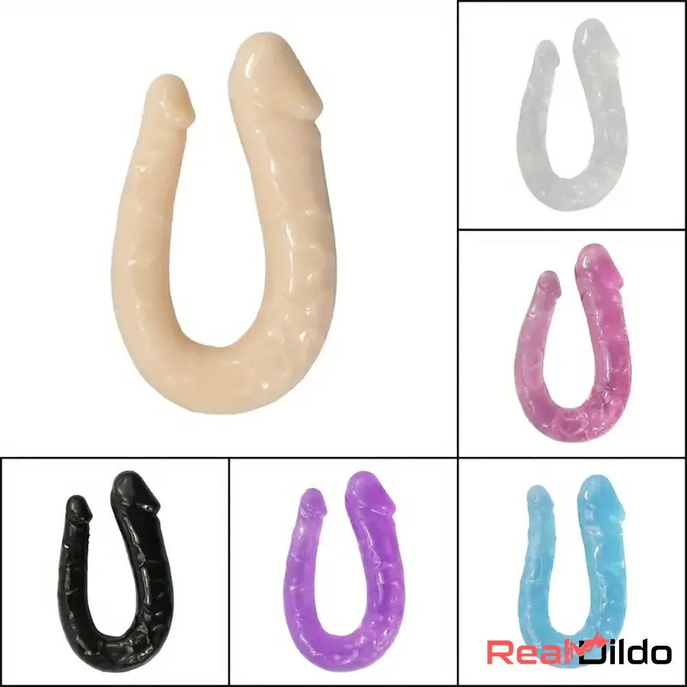 5.51in U-shaped Double Headed Penis Real Curved Shaft G Spot Dildo - Real Dildo