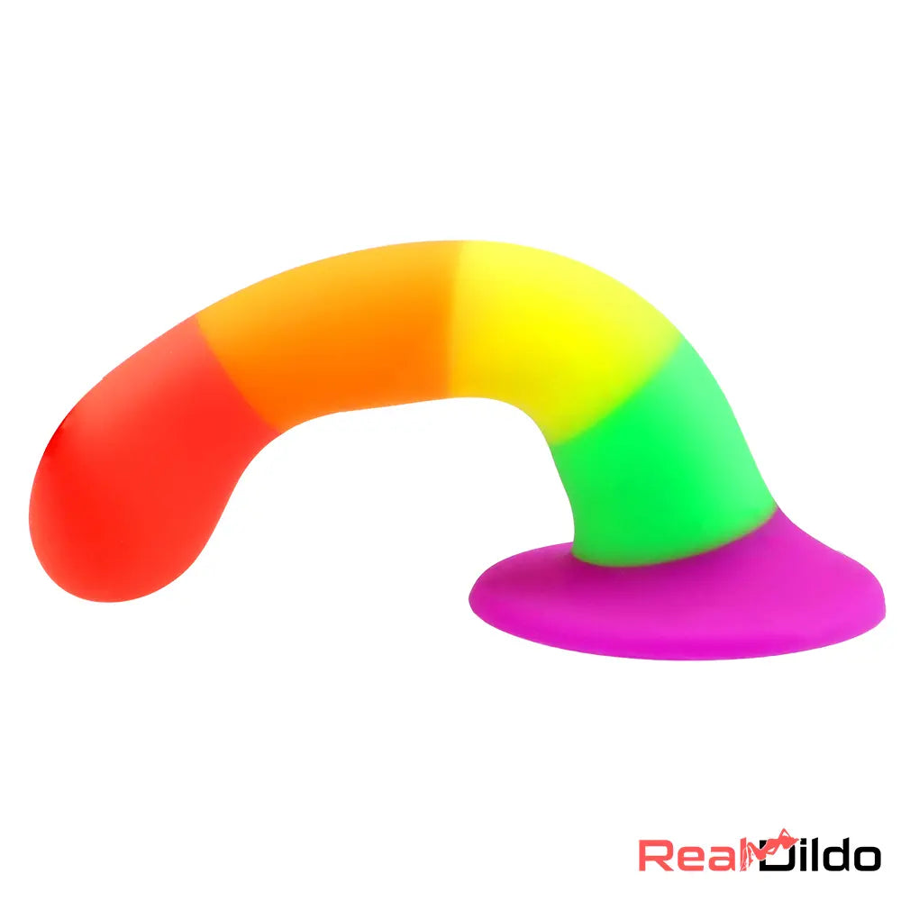 6.89in Colorful Silicone Soft Rainbow Dildo G-Spot Vagina Stimulator - Real Dildo