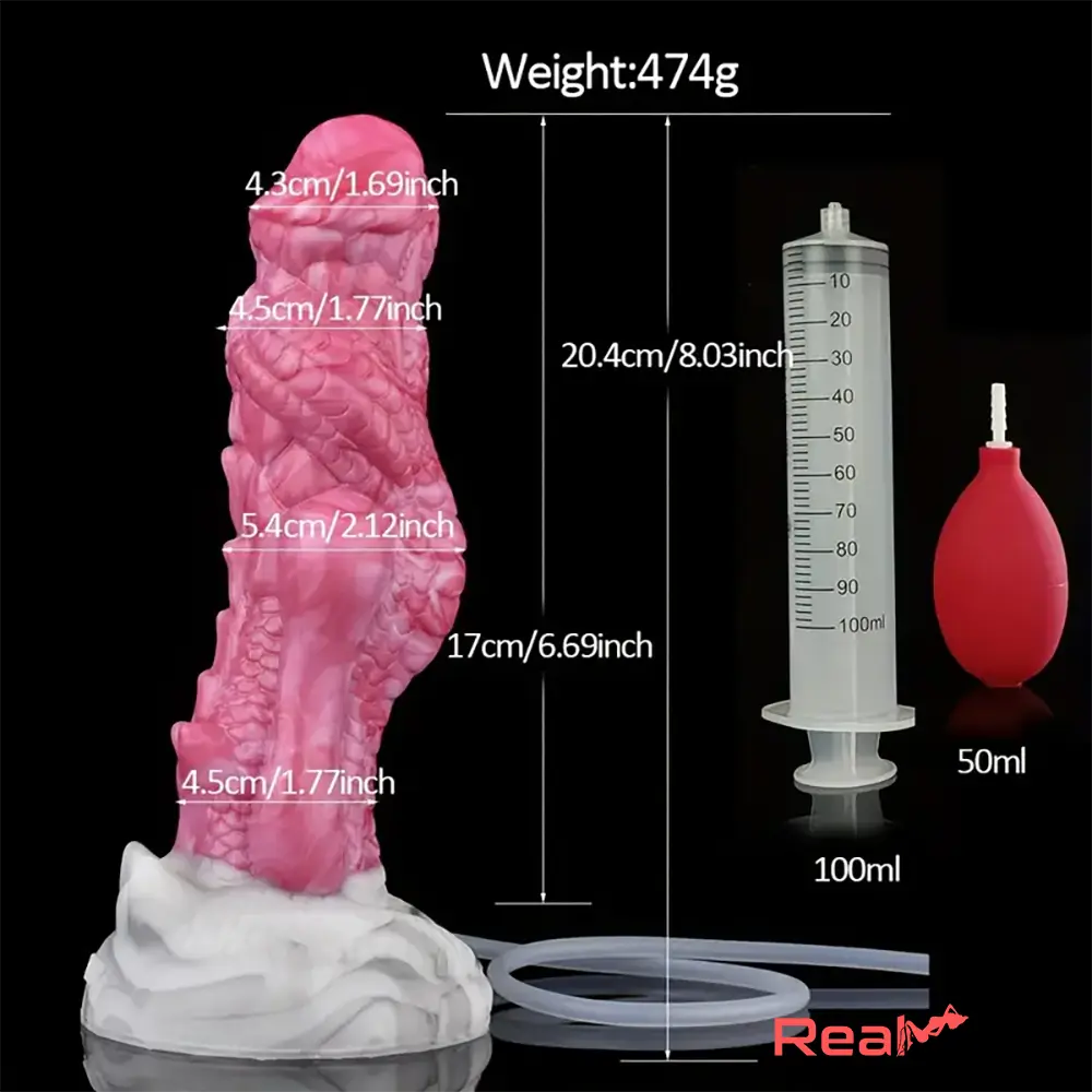 8.03in Animal Alien Dragon Ejaculating Silicone Penis Masturbator Dildo - Real Dildo