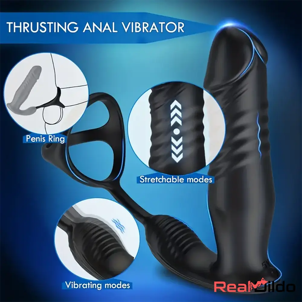 5.91in Black Auto Vibrating Thrusting APP Controlled Dildo Adult Sex Toy - Real Dildo