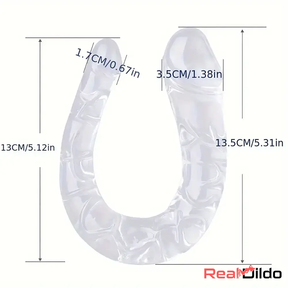 5.31in 6.69in 7.48in 8.46in Clear Dual Heads Curved U Shape Love Dildo - Real Dildo