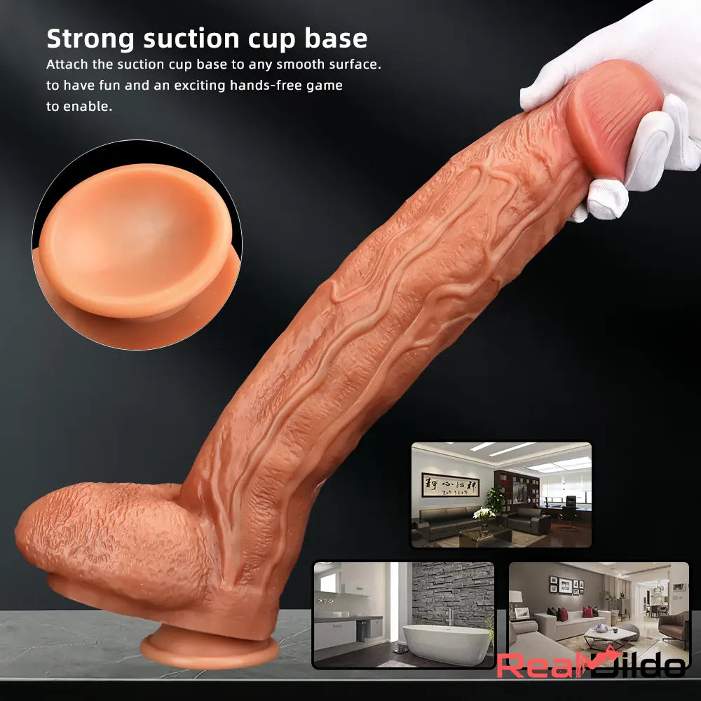 17in Super Large Long Silicone Soft Dual Density Anal Suction Cup Dildo - Real Dildo