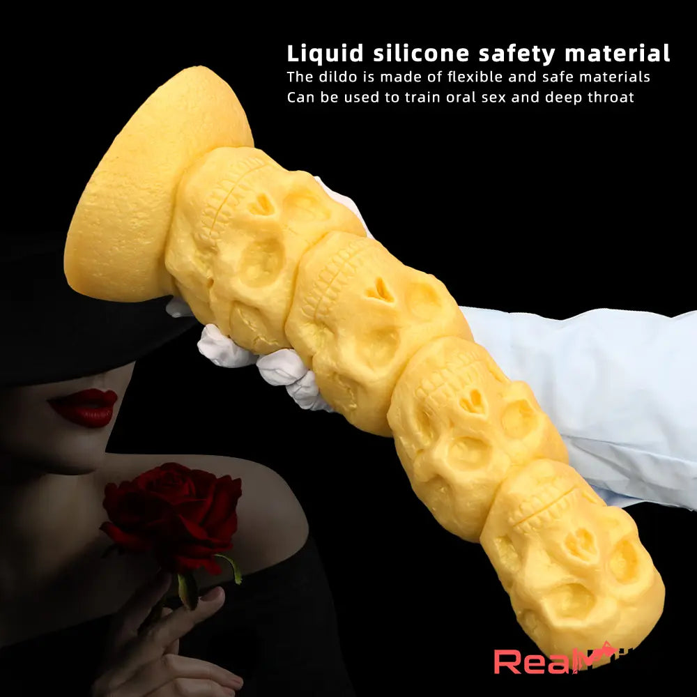 14.37in Large Soft Long Fantasy Silicone Scary Skull Thick Odd Dildo - Real Dildo