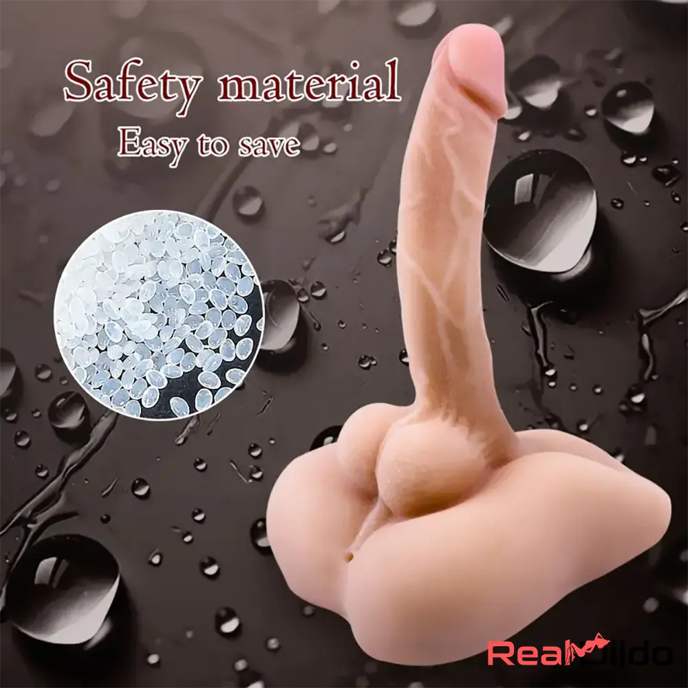 7.1in Real Silicone Flexible Suction Cup Sex Toy Dildo Torso With Anus - Real Dildo