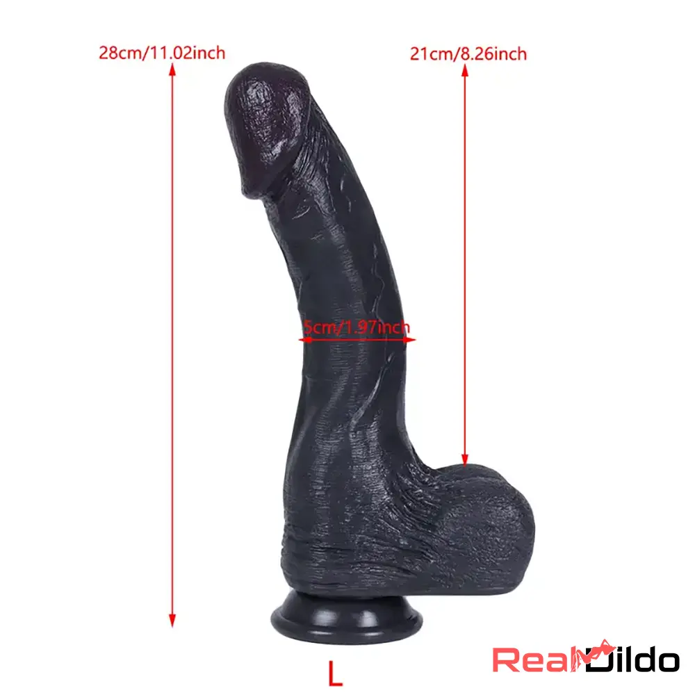 8.26in 9.45in 11.02in Big Ebony Realistic Silicone Soft Dildo For Women Lesbian - Real Dildo