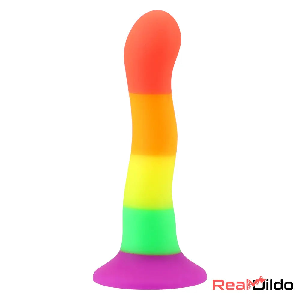 6.89in Colorful Silicone Soft Rainbow Dildo G-Spot Vagina Stimulator - Real Dildo