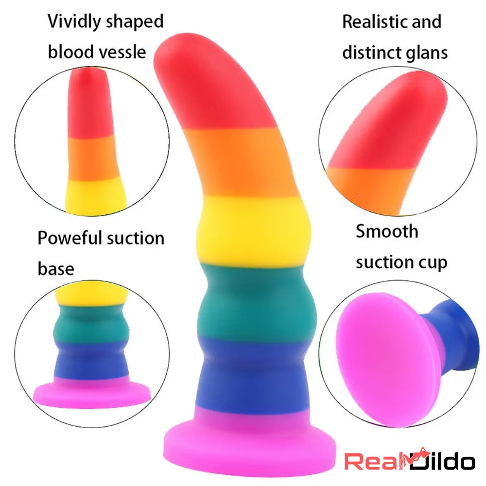 5.11in 6.1in 7.08in Silicone Rainbow Flexible Dildo For Gay LGBT Sex Love - Real Dildo